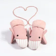 Зимние перчатки для мальчика и девочки милый мультфильм кролик толстый теплый флис перчатки дети полный палец перчатки рукавицы аксессуары для рук