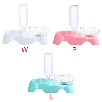 

Plastic Raised 15 Degree Tilted Elevated Food Water Bowl Stand Feeder Dish Pet Bowls For Cats Small Dogs With Anti Slip Feet