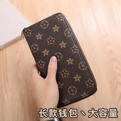 

New Style Europe And America-Style Long Zipper PU Leather Clip Lettered Vintage Clutch for Both Men And Women Wallet