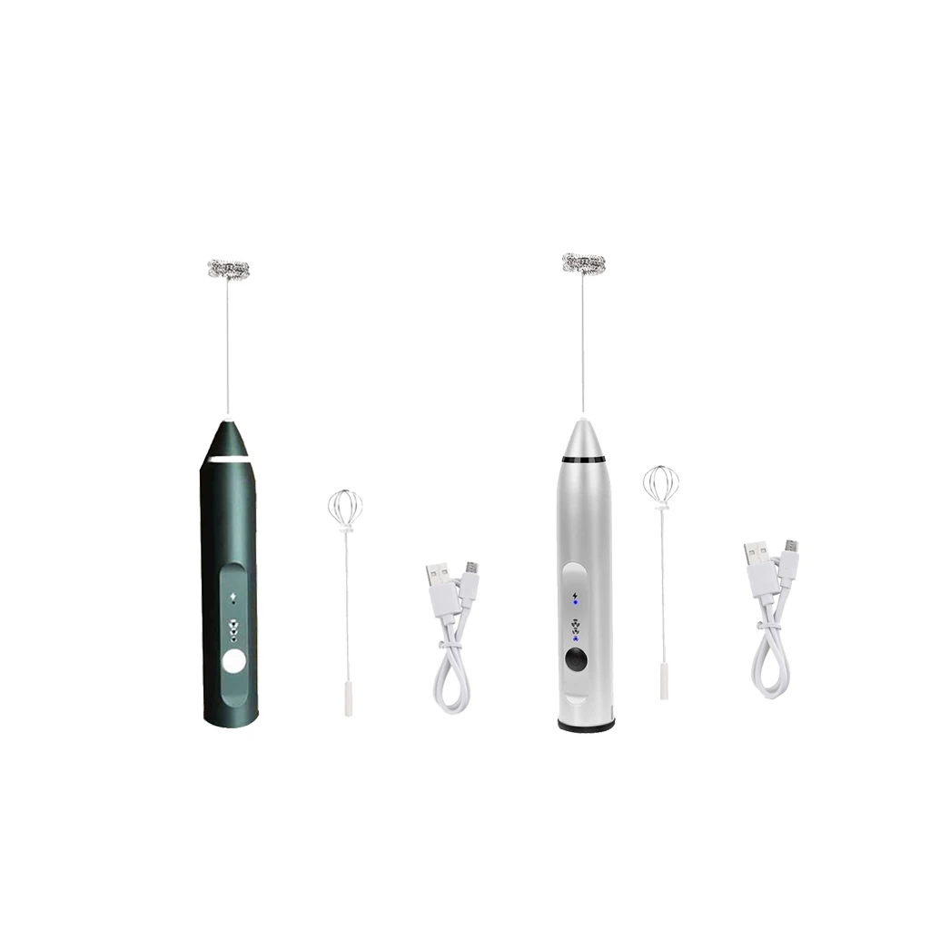 2Set(Silver &Black) Handheld Electric Milk Frother with Eggbeater Electric Foam Maker For Coffee, Lattes, Cappuccino, Hot