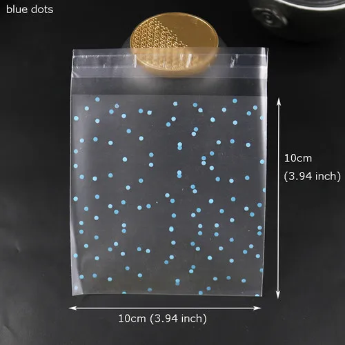 10X10cm Blue 100 шт белый розовый горошек пластиковый мешок конверт печенье конфеты подарочная сумка самоклеющиеся канцелярские пластиковые конверты - Цвет: 10X10cm Blue