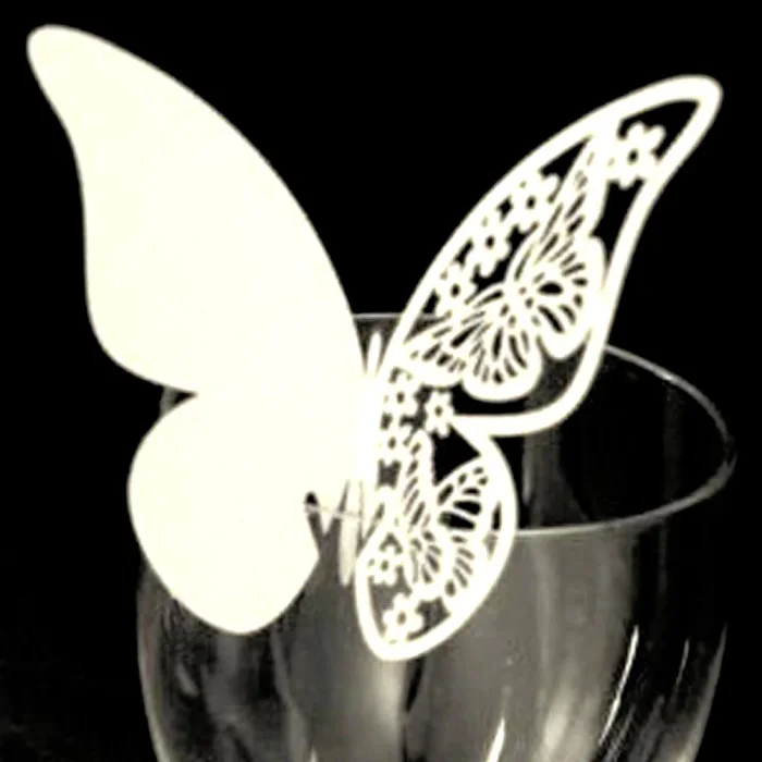 Горячая 100 шт Бабочка карточка с именем и местом для свадьбы бокал для шампанского вечерние номер стола D6