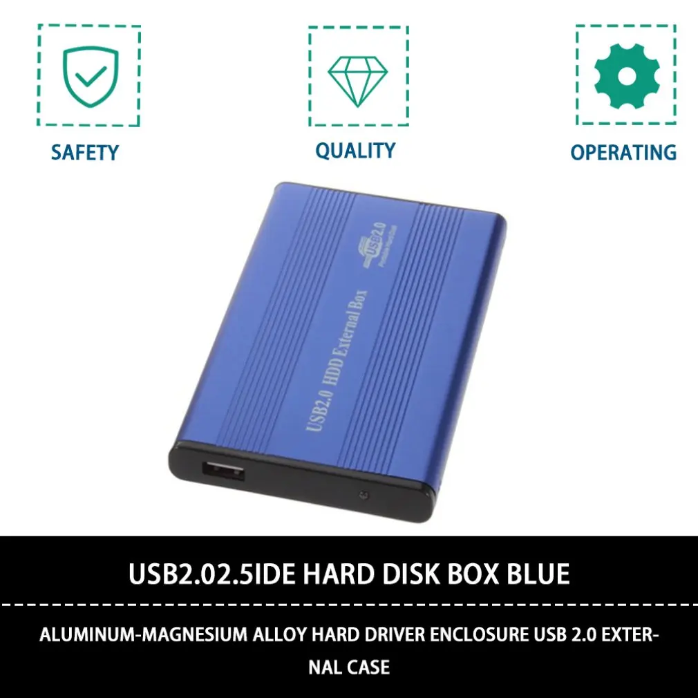 USB 2,0 2,5 дюймовый ноутбук IDE жесткий корпус драйвера Внешний чехол алюминиевый-магниевый сплав жесткий корпус драйвера синий