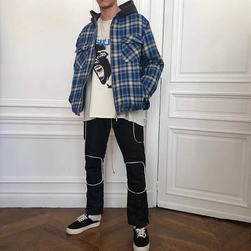 19FW RHUDE куртки на молнии оверсайз 1:1 лучшее качество RHUDE клетчатая рубашка ветровка уличная куртка в стиле хип-хоп kanye west