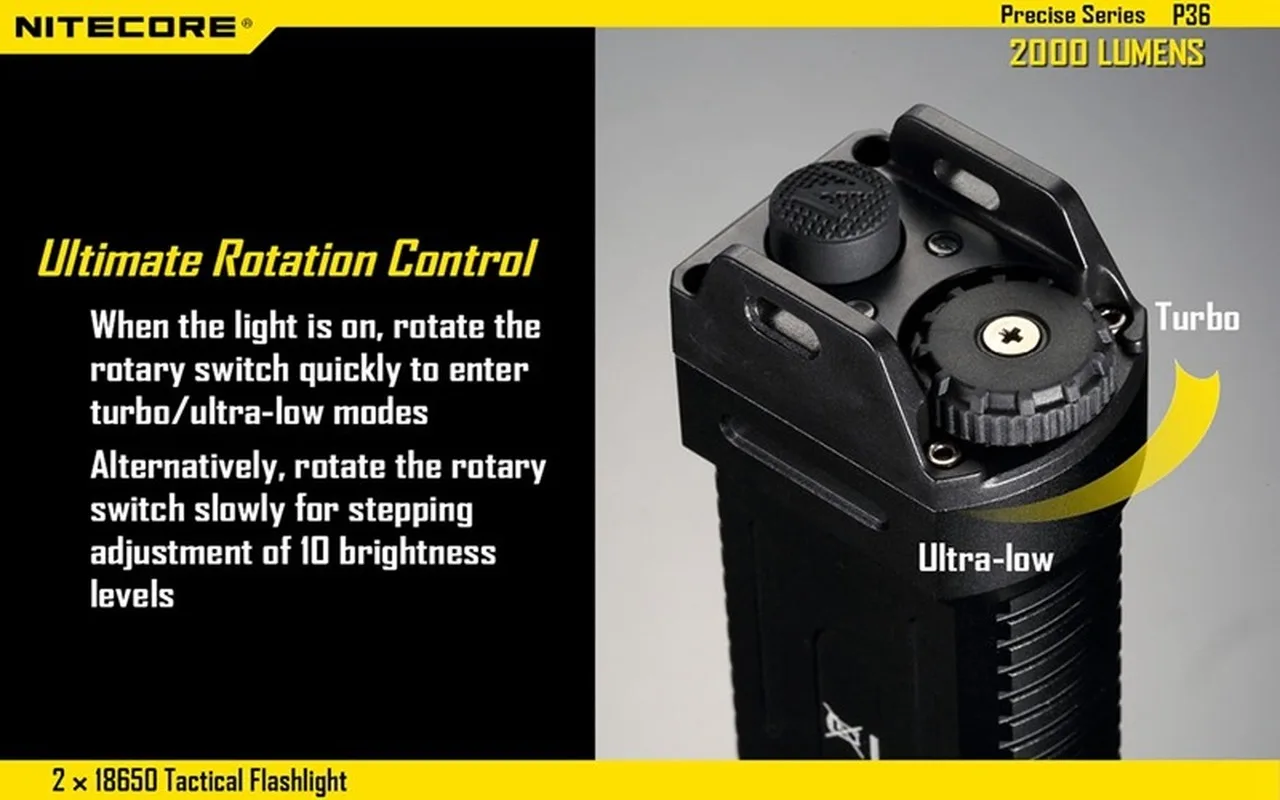 NITECORE P36 водонепроницаемый 2000LM 8 режимов двойной переключатель Тактический MT-G2 светодиодный светильник лампа вспышка светильник без батареи