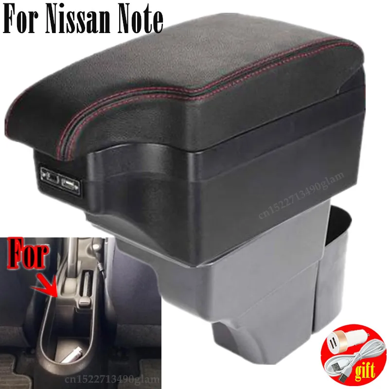 For Nissan Note Armrests central storage box car armrest box