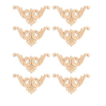 

8Pcs Wood Carved Furniture Appliques Corner Onlay Applique Furniture Home Door Decor DIY Handmade (8 X 8cm)
