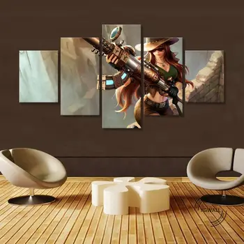 

Caitlyn LOL Prints Pictures Home Wall Art Modular Poster 5 Panel Paintings On Canvas Living Room Game Decor
