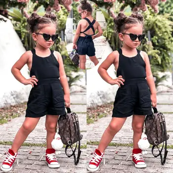 

Summer Toddler Girls Casual Strap Jumpsuit Playsuit Outfit 1-6Y