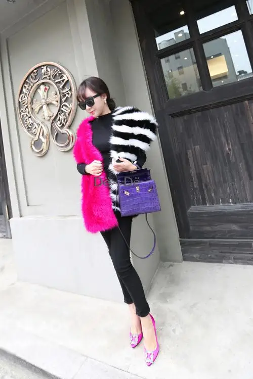 AYYival European American Runway Women Pashmina Scarves Gothic Sexy Color Block Faux Fur Galaxy Celeb Scarves YY996