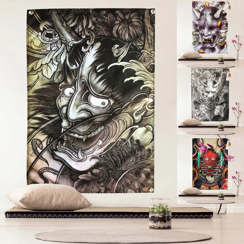Japanese Ghost Skull Tattoo Wall Art Poster Flag Banner Japan Home Decoration Hanging flag 4 Gromments 3*5FT 144cm*96cm