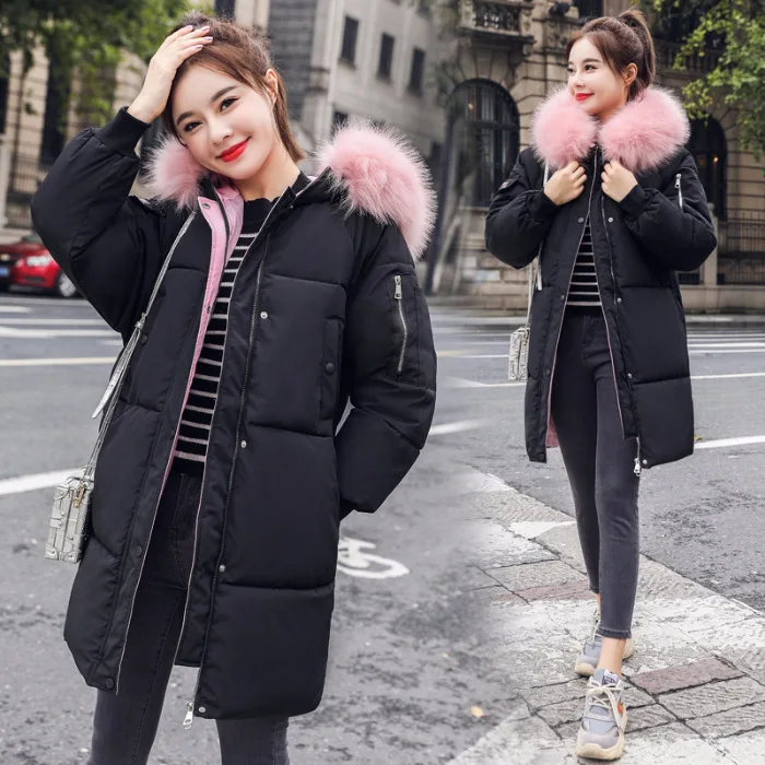 

2019 Autumn And Winter New Style Large Size Dress down Jacket Cotton-padded Clothes Women's Korean-style Mid-length Cotton Overc