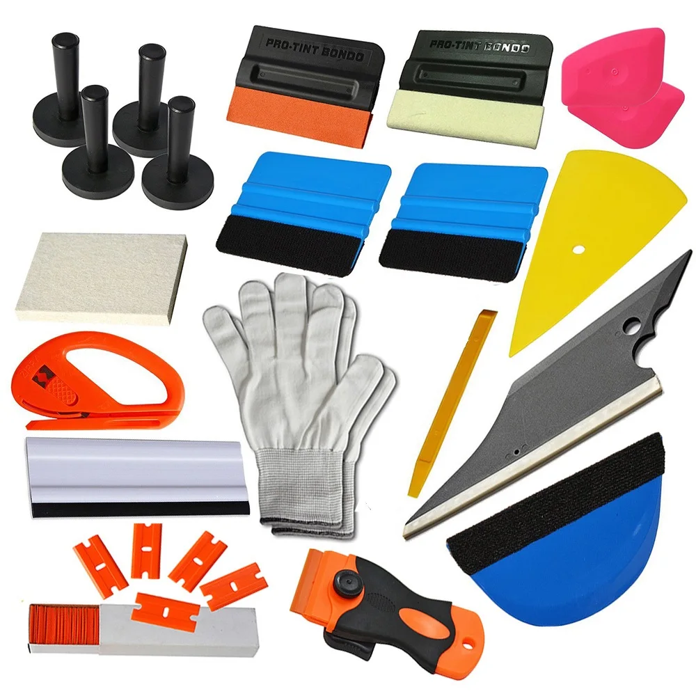 

Window Tint Tools Kit: 3M Squeegee, Magnet Holder, Vinyl Cutter, Card Squeegee, Gloves Pro Vinyl Wrap Tools Kit Squeegee TK26B