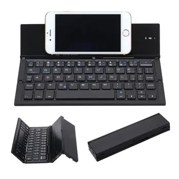 

Folding Keyboard,Portable Ultra-thin Wireless BT Keyboard Aluminum Alloy with Kickstand Universal for iPhone/ Windows / iOS / Ma