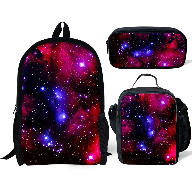 2021 Galaxy 3D Print School Bag Set 3pcs/set for Teen Boys Girls Kids School Backpack Starry Sky Schoolbag Book Bags Satchel