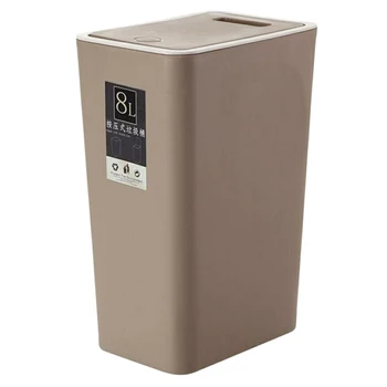 

8L Plastic Trash Can Pressing Cover Home Kitchen Office Waste Bin FPing