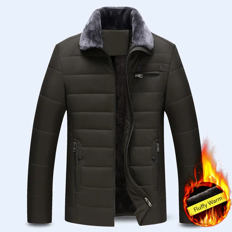 Для мужчин толстый искусственный меховой воротник Флисовая Куртка парка мужская