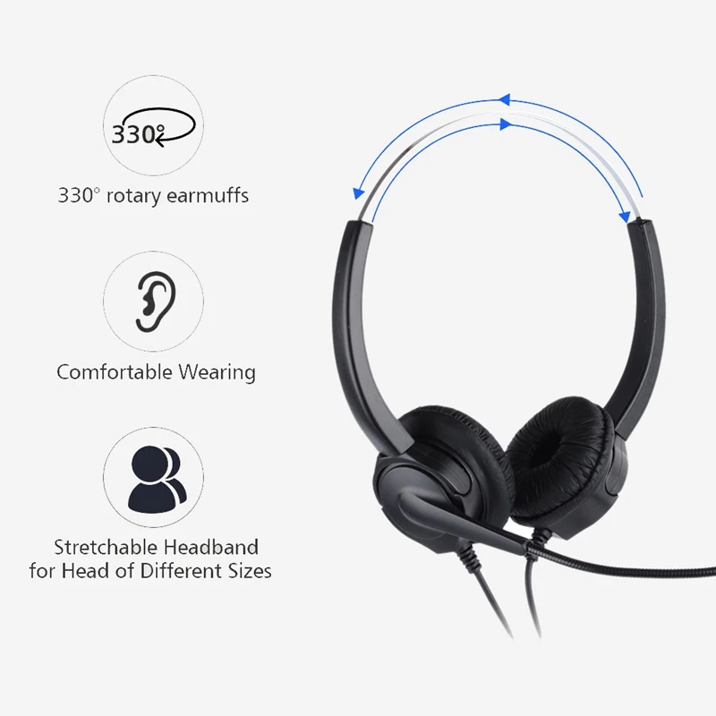 Mute Function Call Center USB Headset Noise Cancelling USB Call Center Headphone with Microphone for Skype Computer