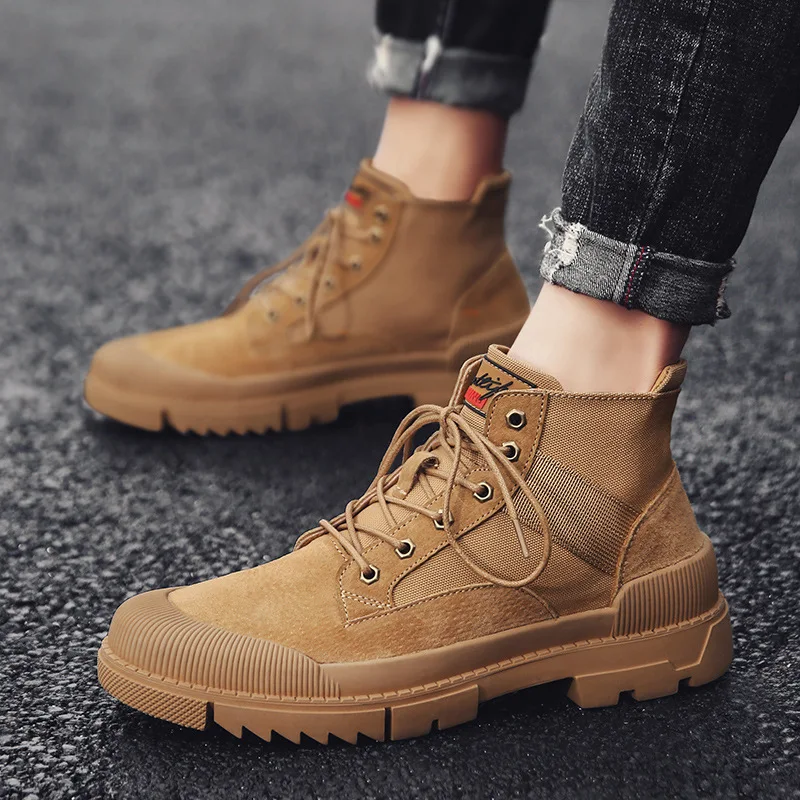 

Martin Boots Men's British-Style Genuine Leather Mid-top Short Boots Workwear MEN'S SHOES Fashion Man Boots Spring New Style