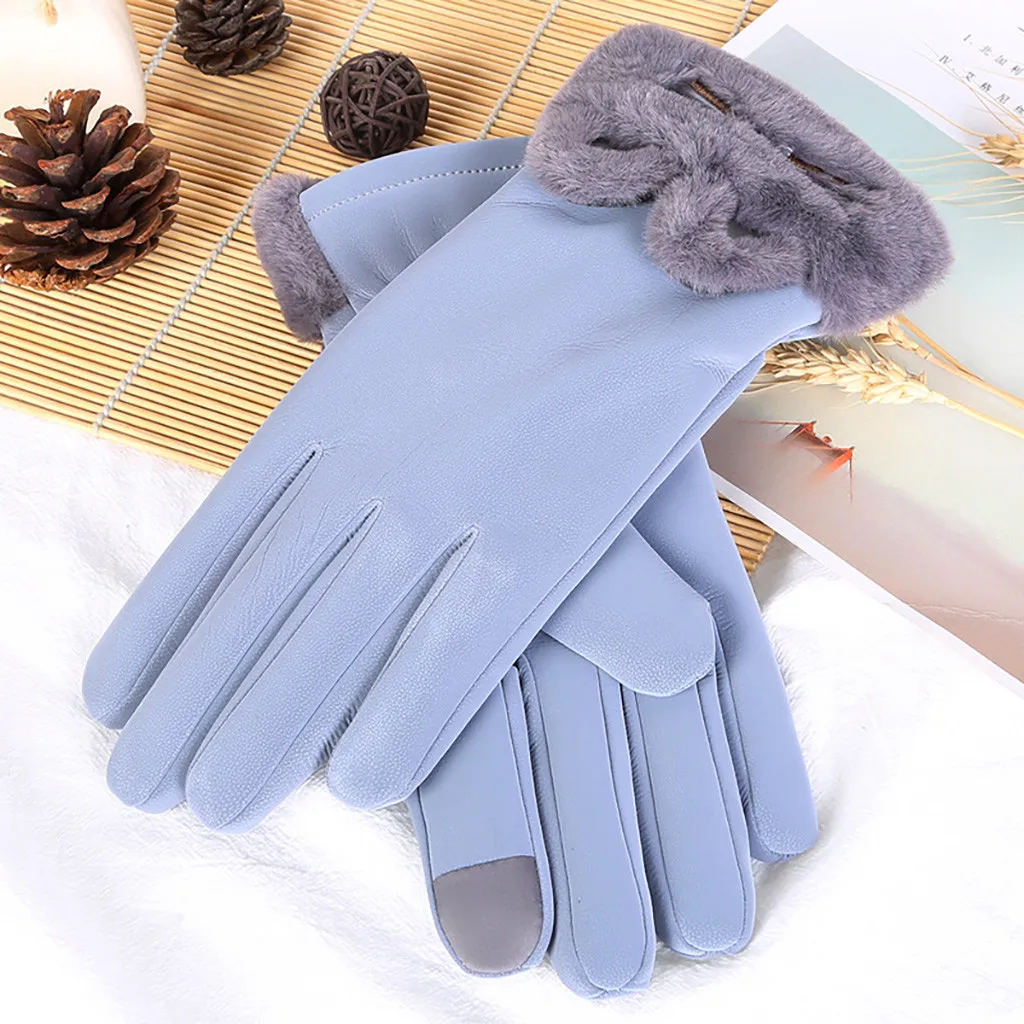 Woman gloves Winter warm wool gloves Touch Screen phone cute pink color Cycling gloves outdoor keep warm skiing mittens