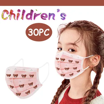 

30pcs Kids Children's Respirator Scarf Mascaria Mask For Face Маски Mascherine Disposable Respirator Industria 3Ply Ear loop