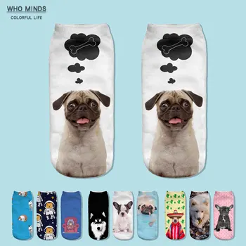 

Hot Sale 3pcs/Lot skarpetki Dog Sock Cute Floral Socks Women Harajuku Art Socks Funny Cotton Fasion Kawaii Ankle Happy Socks