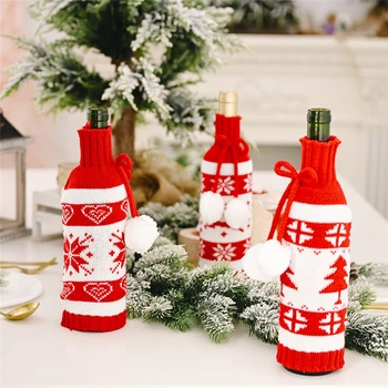 

Snowflake Pattern Christmas Decoration Wine Bottle Cover Gift Bags Hold Xmas Dinner Decor Ornament Table Party Home Decor 63048