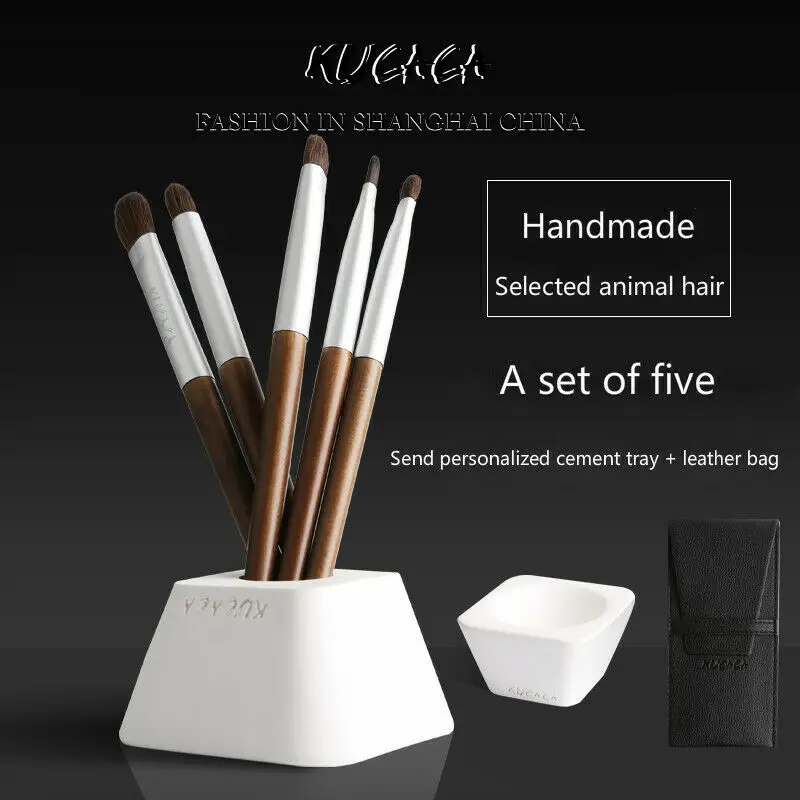 Kucca-Eye brush set 5 шт. кисти для макияжа глаз набор кистей для теней кисть для смешивания бровей натуральный набор косметических инструментов - Handle Color: Kucca-Eye brush set