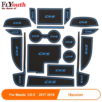 

18pcs/set 3D Rubber Mat Non-slip Interior Cup Pad Door Groove Mat For Mazda CX-5 CX5 CX 5 2017-2018 Car door mat Accessories