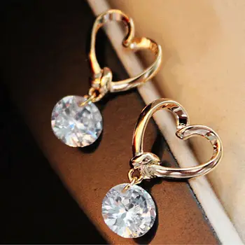 

1 Pair Gold-color Hollow Heart Zircon For Girls Fashion Crystal Earring Eardrop Earbob Ear Studs Gift Women