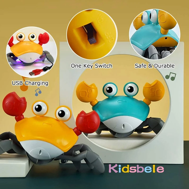Induction Escape Crab Toddlers Toy Light Music Crawling Fun Toys For Children Educational Toys Rechargeable Birthday Gifts 5