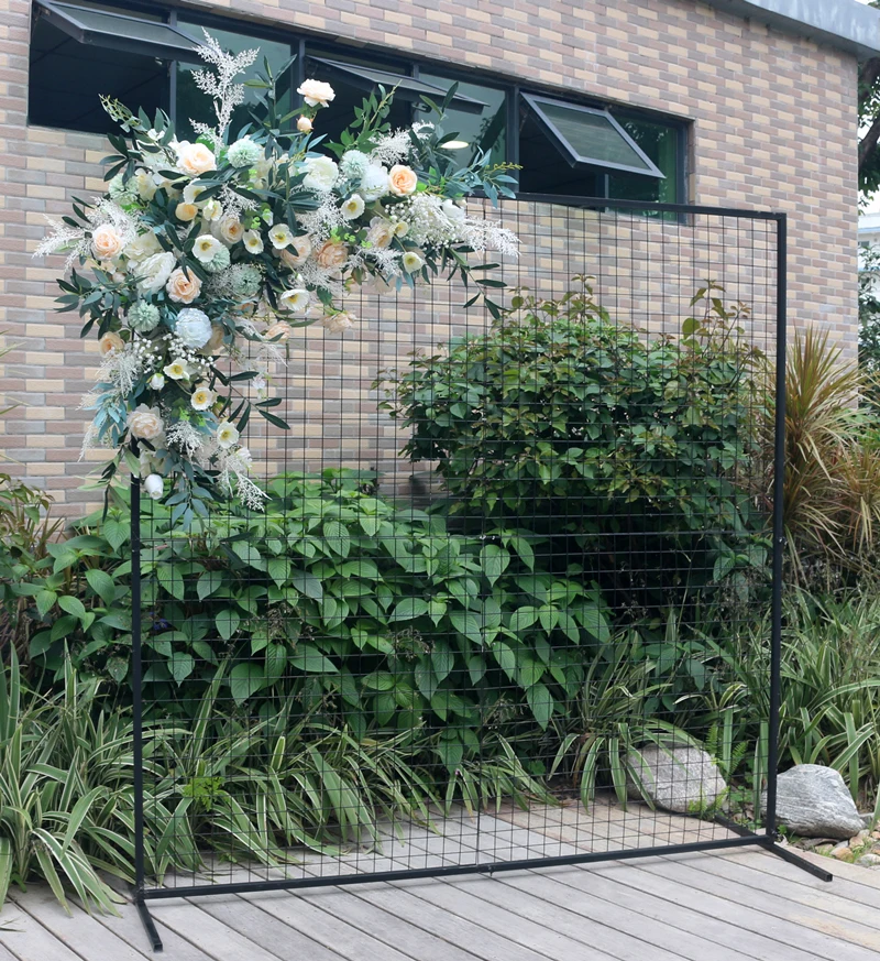 JAROWN Wedding Grid Iron Arch Gold Wedding Backdrop Decor Stand Party Geometry Shaped Wrought White Square Iron Decoration (11)