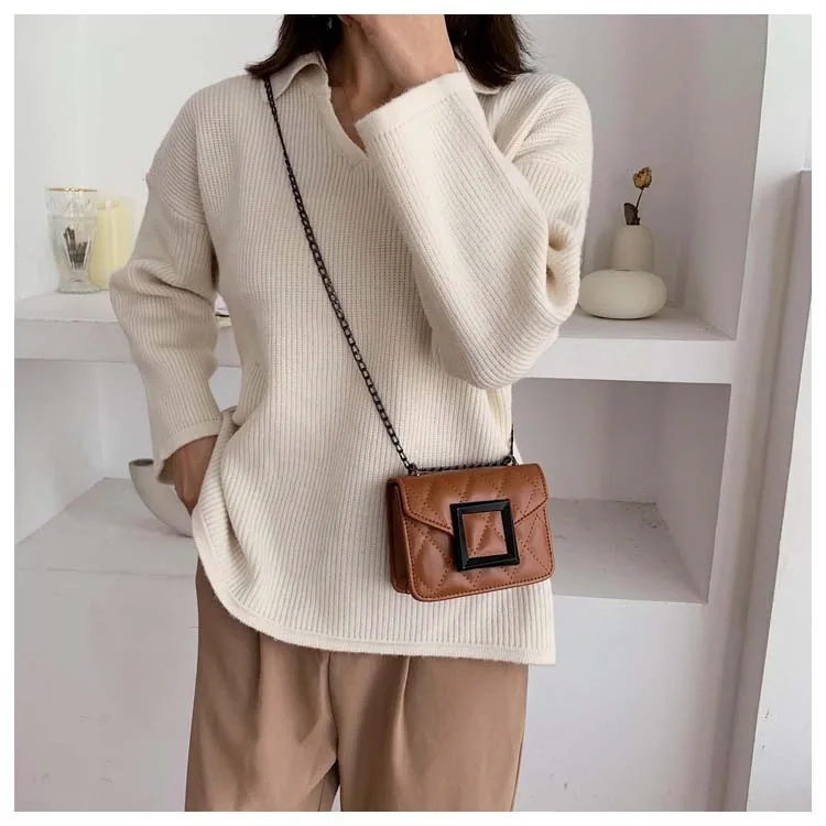 

2020 New Style Korean-style Textured Versatile Shoulder Bag Fashion Western Style Mini Rhombus Shoulder Square Sling Bag