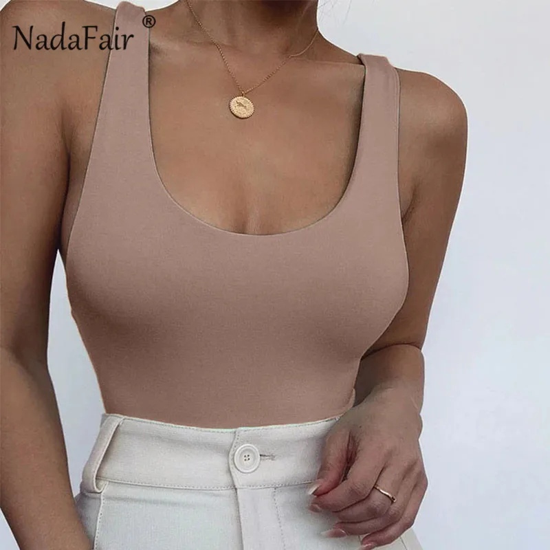 Nadafair Sleeveless Summer Women Bodysuit Cut Out Backless Elastic Casual Bodycon Bodysuit For Woman Body Female 2020 Top Pure Nadafair Sleeveless Summer Women Bodysuit Cut Out Backless Elastic Casual Bodycon Bodysuit For Woman Body Female 2020 Top Pure