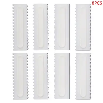 

8pcs/set Plastic Scraper Spatulas Butter Cream Icing Smoother Comb Cake Pastry