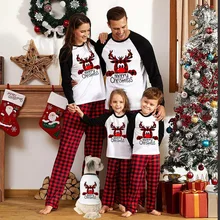 New Year Sleepwear Christmas Family Pajamas Mommy And Me Clothing Boy Girl Tshirt Pants Suit Baby Romper Family Look Sleepwear