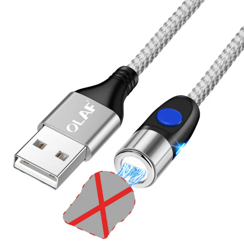 1M& 2M светодиодный магнитный кабель и кабель Micro USB и кабель usb type C нейлоновый Плетеный Тип C магнитное зарядное устройство, кабель для iPhone Xs Max - Цвет: only cable