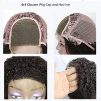 IXTUYLLY Perruques en cheveux humains vierges 4C Afro Kinky Curly avec fermeture en dentelle transparente, perruques brésiliennes U-Part Lace Frontal pour femmes noires 4