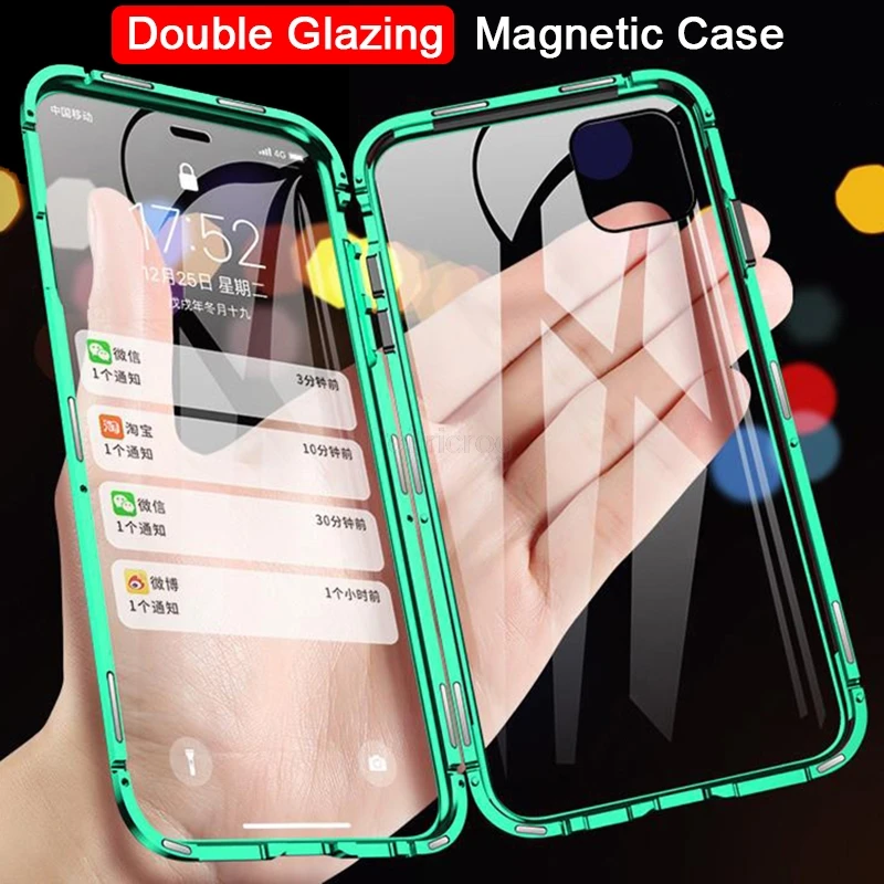 

360 Magnetic Metal Case For iphone 11 Pro X XR XS MAX Double Side tempered Glass Cover For iphone 11Pro 6S 7 8 6 Plus glass Case