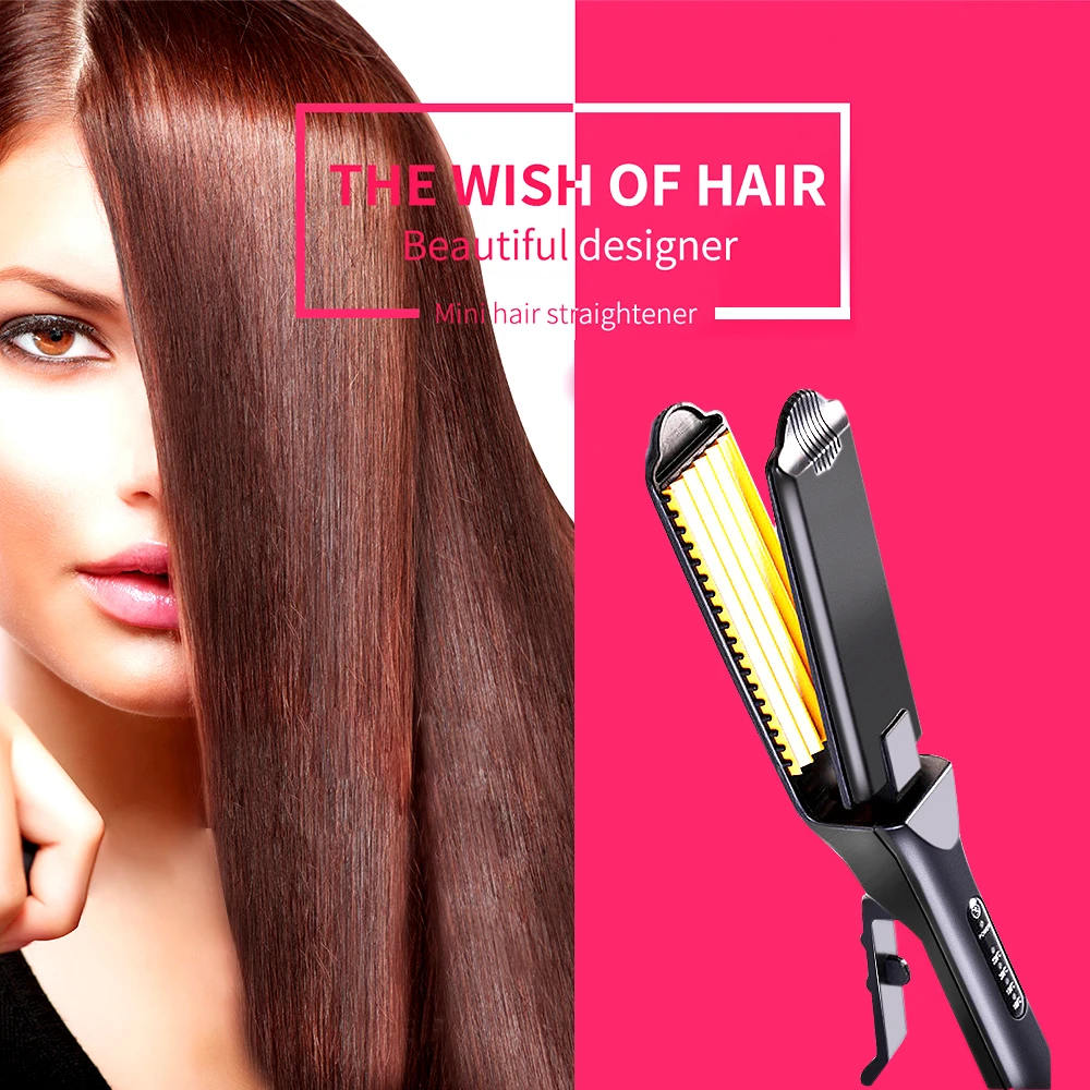 

Professional Ceramic Corrugated Iron for Hair Wave Corrugation Flat Irons Electric Curling Crimped Wide Plates Beauty Hair Iron