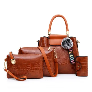 

Bolsas Feminina Women Bag Set Alligator Handbags Pu Leather Shoulder Crossbody Bags Brand 4 Pcs Vintage Composite Bags 2020