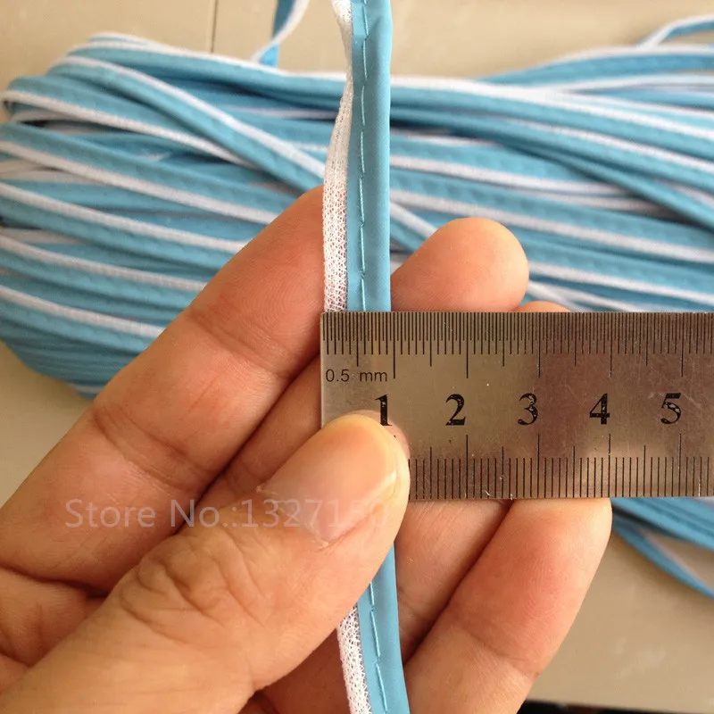 10mmx5m Blue Reflective Piping Fabric Strip Edging Braid Trim Tape Sew On for Clothes Bag Cap Pants