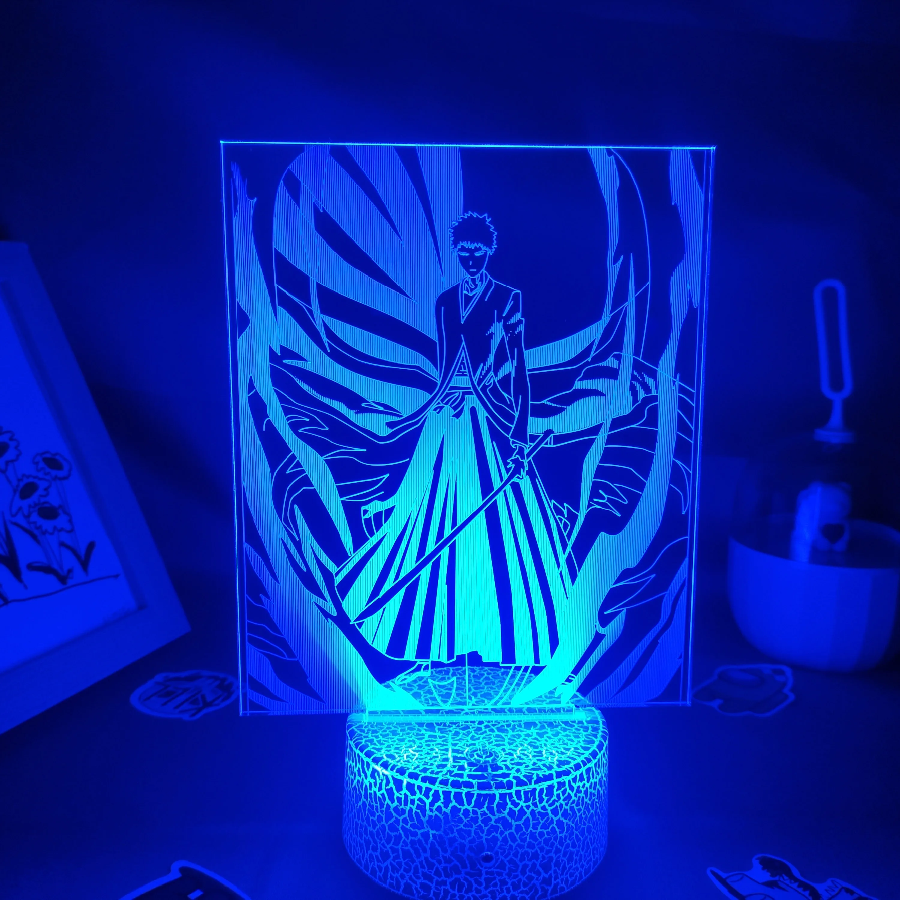 Bleach Anime Figure Kurosaki Ichigo Shikai 3D Led Manga RGB USB Night Lights Birthday Gifts For friends Bedroom Table Decoration night stand lamps