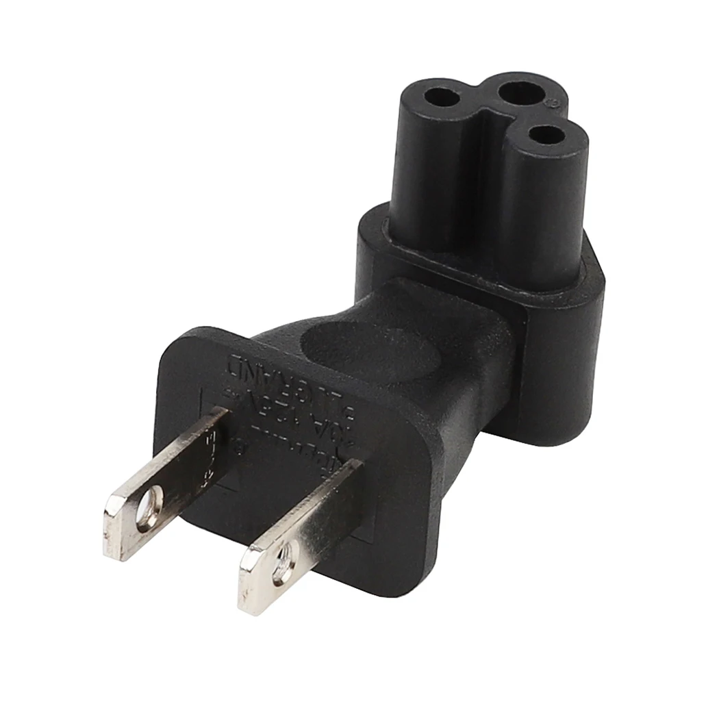 

US-C5 US TO IEC320 C5 Bend 90 Degree 2Pin AC Power Adapter Converter Plug Socket Travel Plug Connector for PDU/UPS 10A 250V