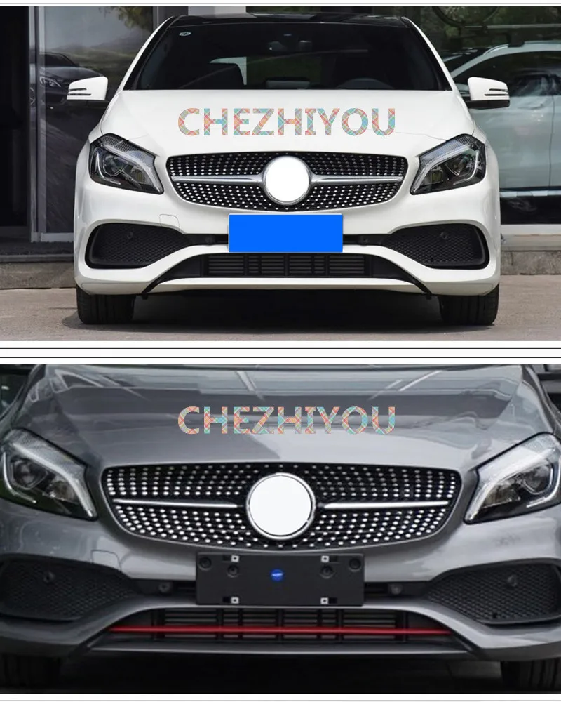 Алмазная Передняя решетка для Mercedes A Class W176- без камеры гоночная решетка серебряный цвет черный цвет XC