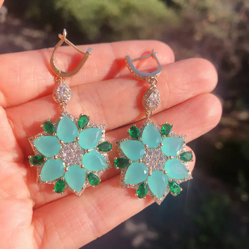 

Bilincolor Light Blue Flower Earring for Women