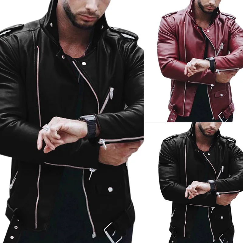 

Jacket Men Leather Autumn Winter Slim Fit Jackets 5XL Plus Size Men's Motorcycle PU Leather Jackets Business Fitness Coats Male
