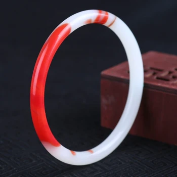 

Natural Xinjiang round jade bracelet gold silk jade chicken blood floating flower Gobi jade bracelet beauty Bracelet female