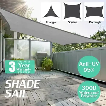 

2019 300D Waterproof Polyester Rectangle Awning Sun shading net Sun Shade Sail Outdoor Sun Shelter Black Grey color Dropshipping