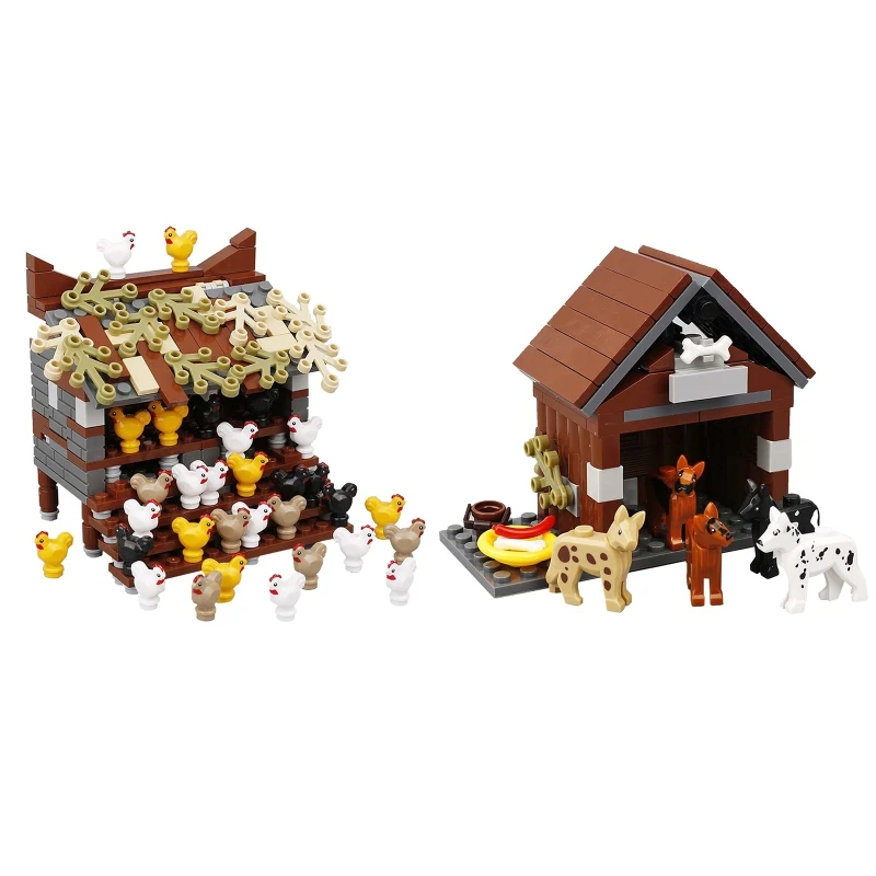 

Kennel/Henhouse Cute Chick Puppy Animal Farm Assembled Building Blocks Kids Toy